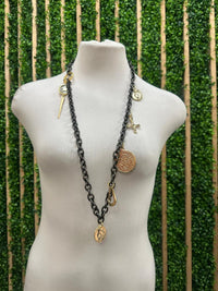 Emolo Long Black Charm Necklace