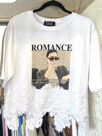 Romance Graphic Lace Hem Tee