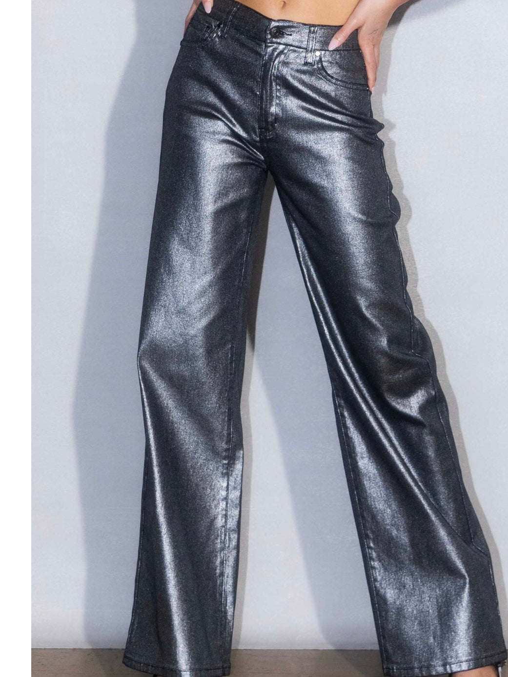 Black Silver High Rise Wide Leg jeans
