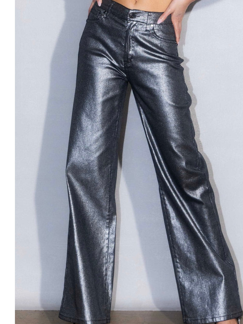 Black Silver High Rise Wide Leg jeans