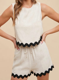 Scallop Trim Short Pant Set