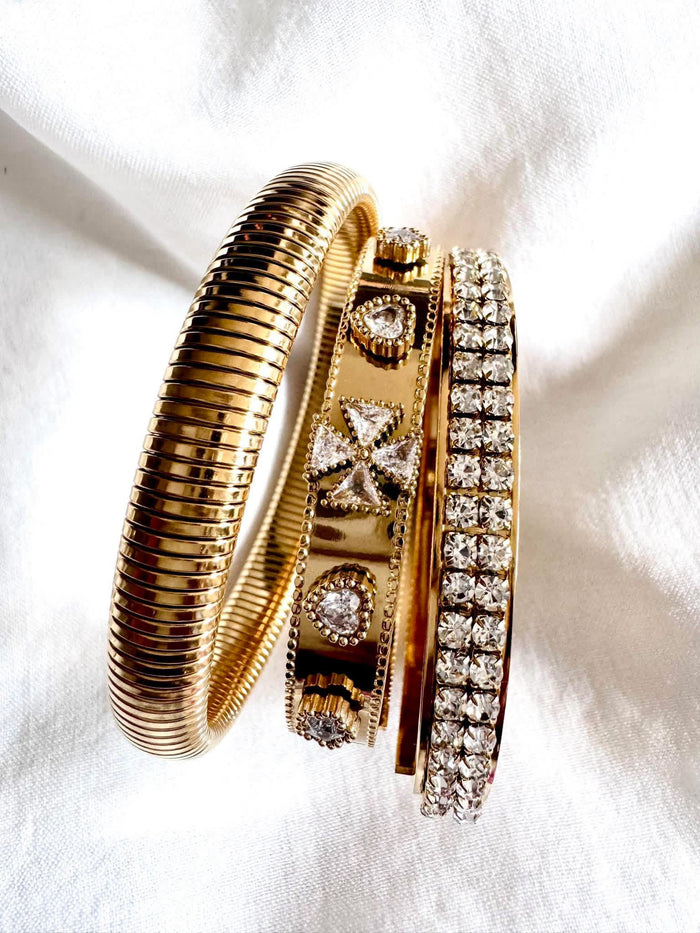 SS Cross Heart Bracelet Stack