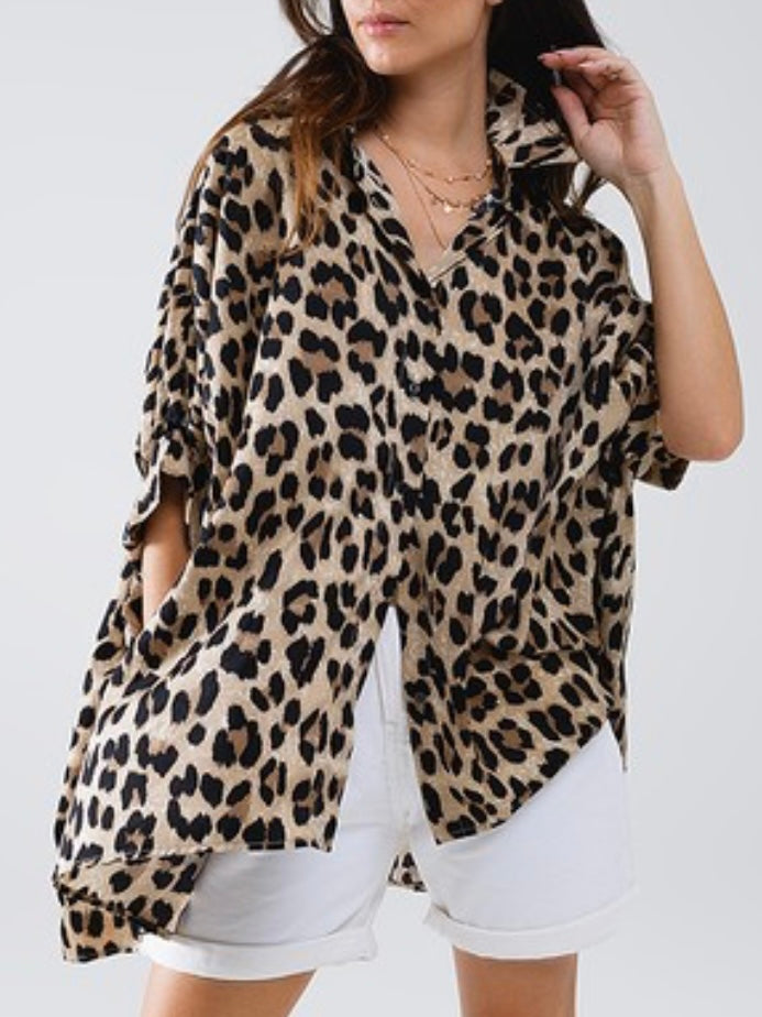 Beige Leopard Print Blouse