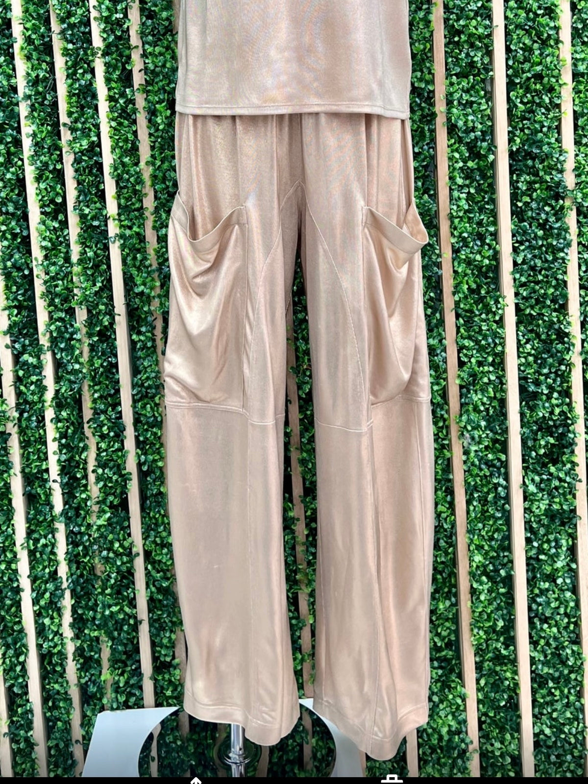 Gold Metallic Cargo Pants