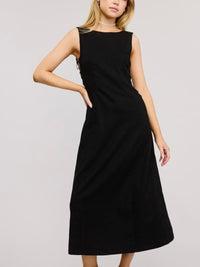 Black Cutout Side Ring Detail Midi Dress