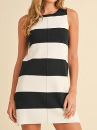 Black Ivory Bold Stripe A Line Short Dress