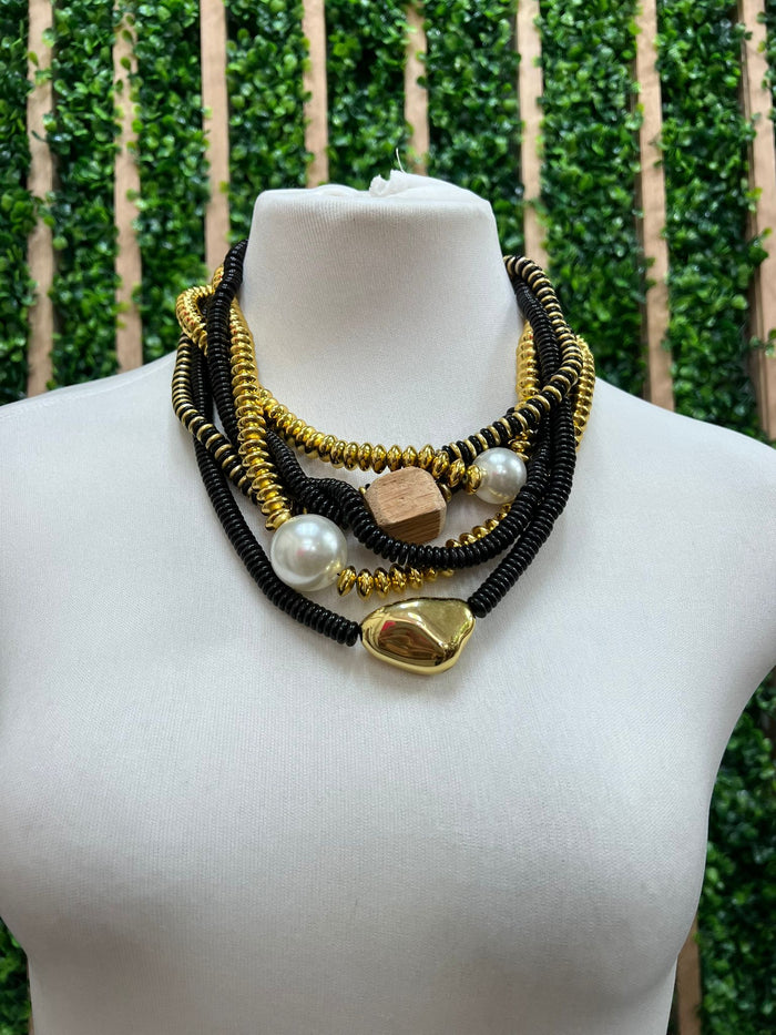 Black Gold Multilayer Necklace