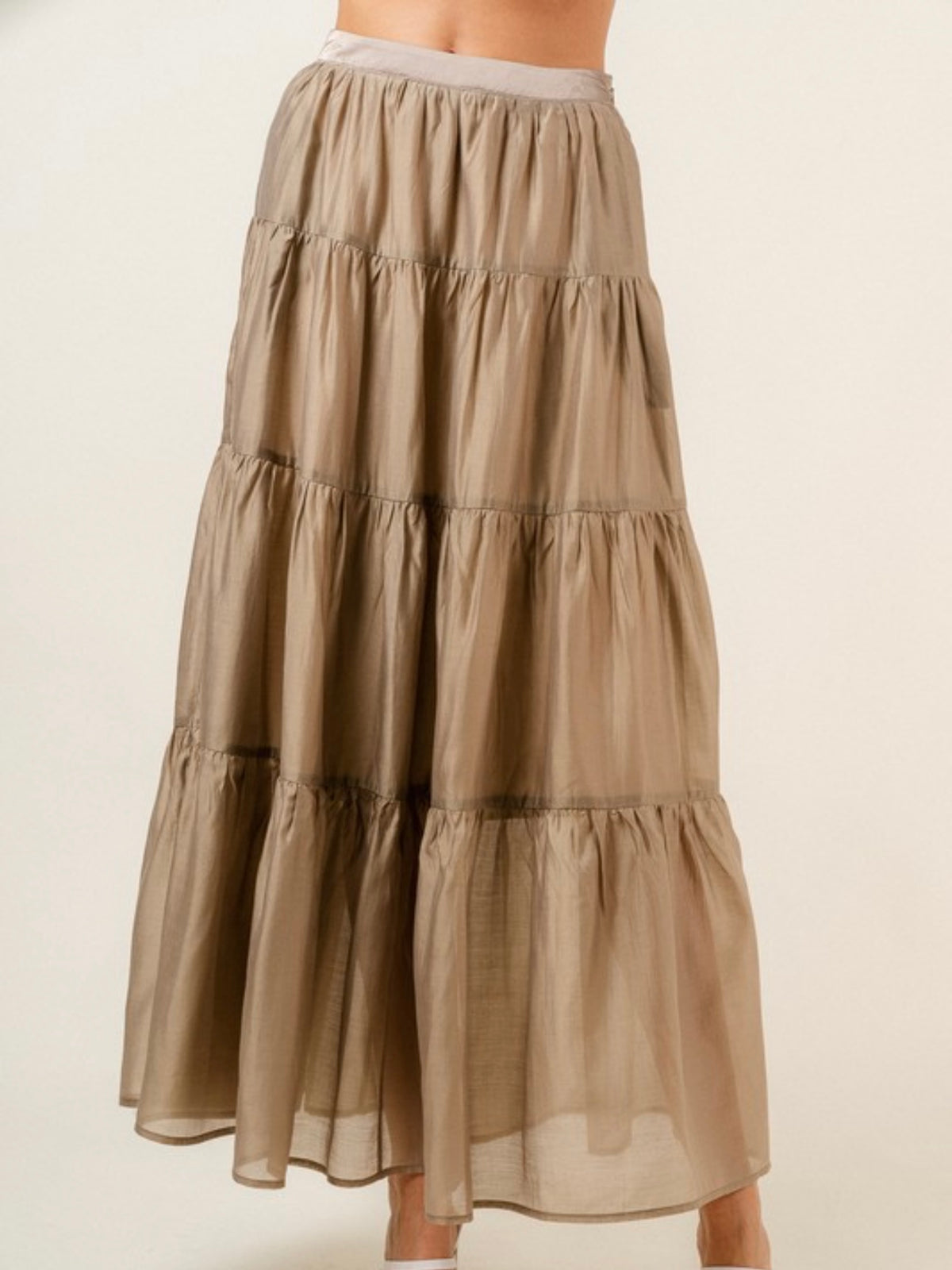 Beautiful Tan Chiffon Maxi Skirt