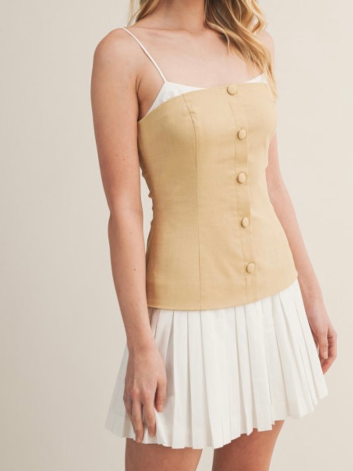 Bustier Cami Detail Contrast Short Dress