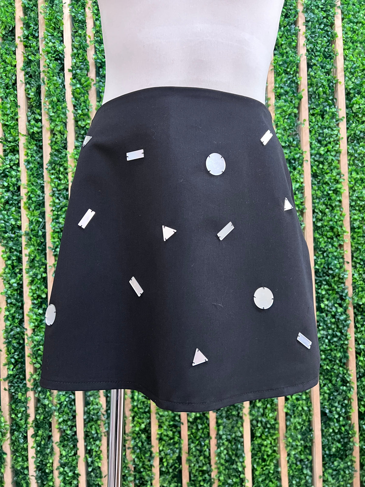 Black Mirror Embellished Short Skirt
