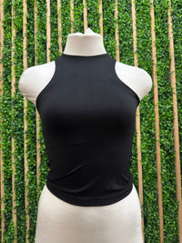 High Neck Smooth Basic Crop Top