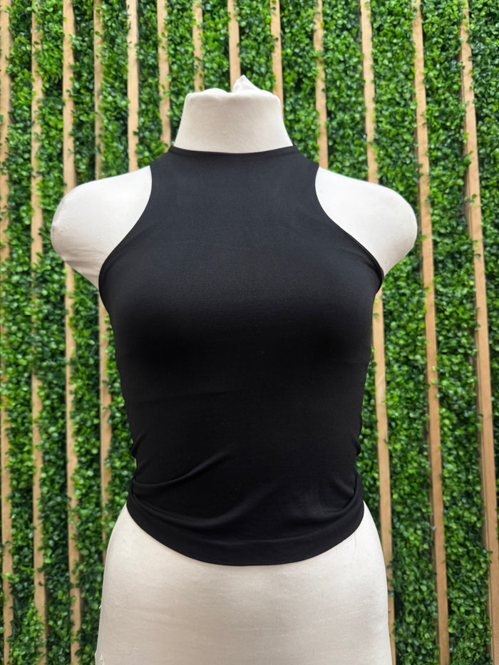 High Neck Smooth Basic Crop Top