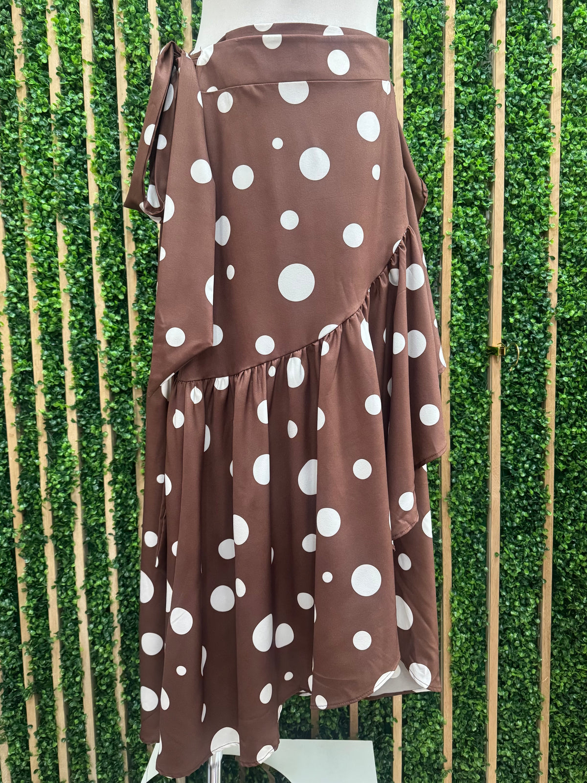 Chocolate Polka Dot Wrap Skirt