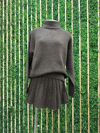 Brown Turtleneck Pullover Sweater Set