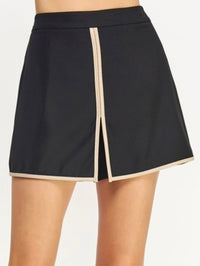 Faux Leather Piping Detail Skort