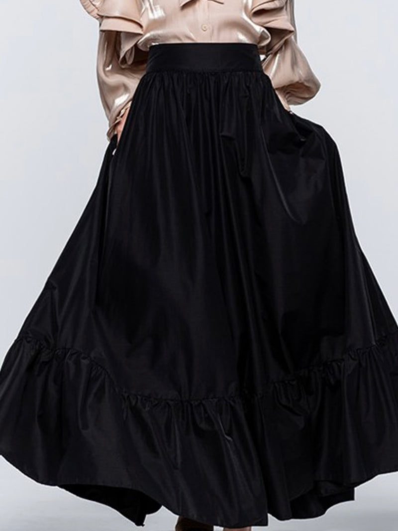 Black Flared Maxi Skirt