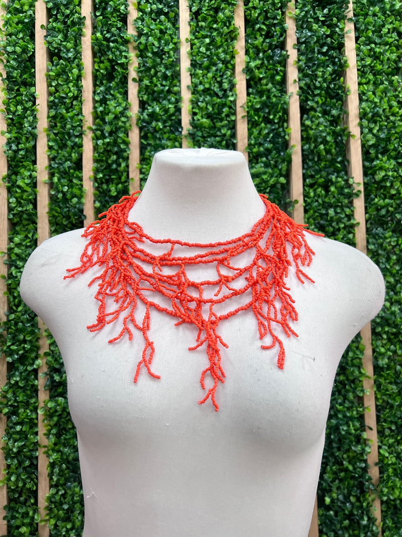Multi Beads Coral Necklace