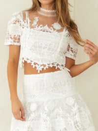Exquisite White Lace Crop Blouse