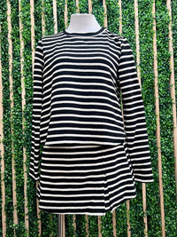 Black Stripe Skort Set