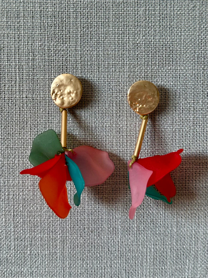 Multi Resin Petal Drop Earrings