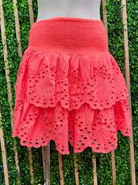 Exquisite Eyelet Boho Tiered Short Skirt