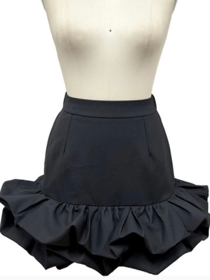 Ruffled Hem Dressy Short Skirt