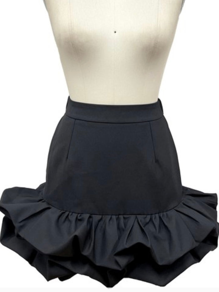 Ruffled Hem Dressy Short Skirt