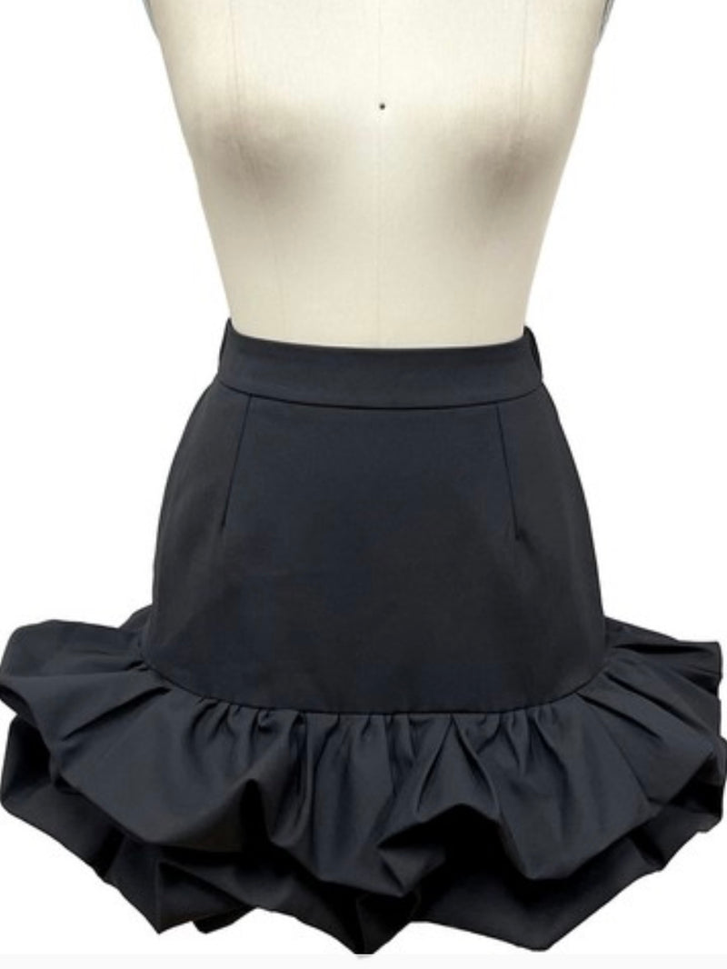 Ruffled Hem Dressy Short Skirt