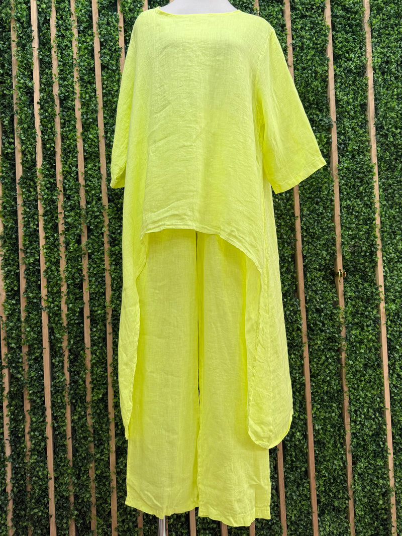 Fluorescent Linen Hi Low Palazzo Set