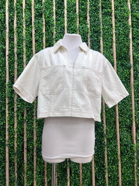Ecru Stitch Detail  Short Top