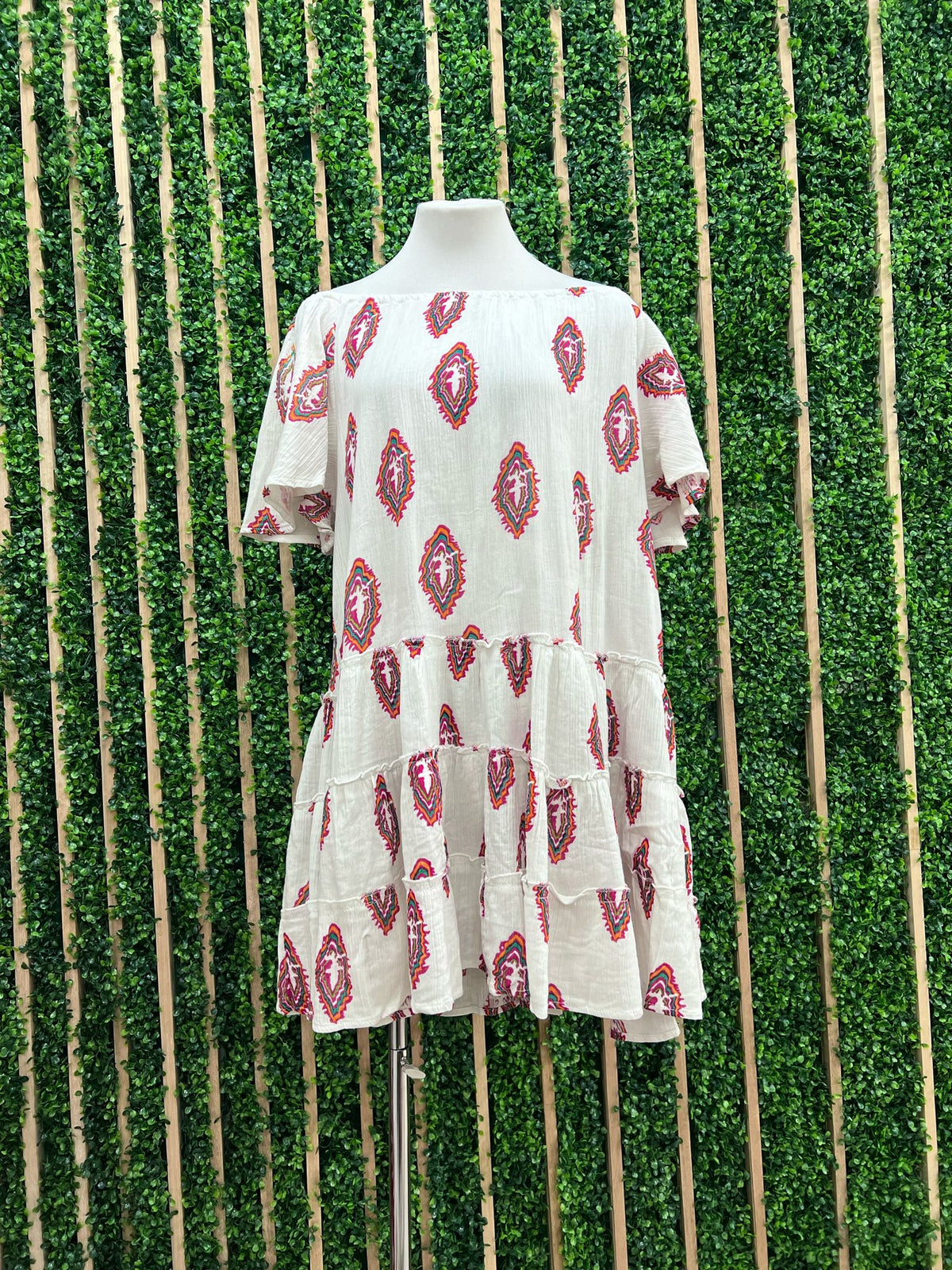Mi Amor EMbroidered Off Shoulder Short Dress