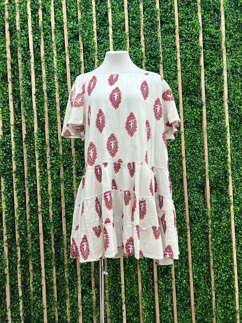 Mi Amor EMbroidered Off Shoulder Short Dress