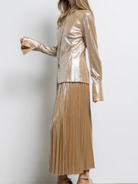 Iridescent Pleated Midi Skirt