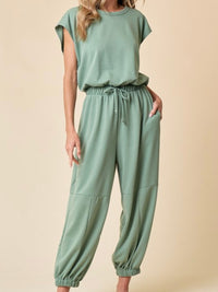 Sage Short Sleeve Jogger Jumpsuit