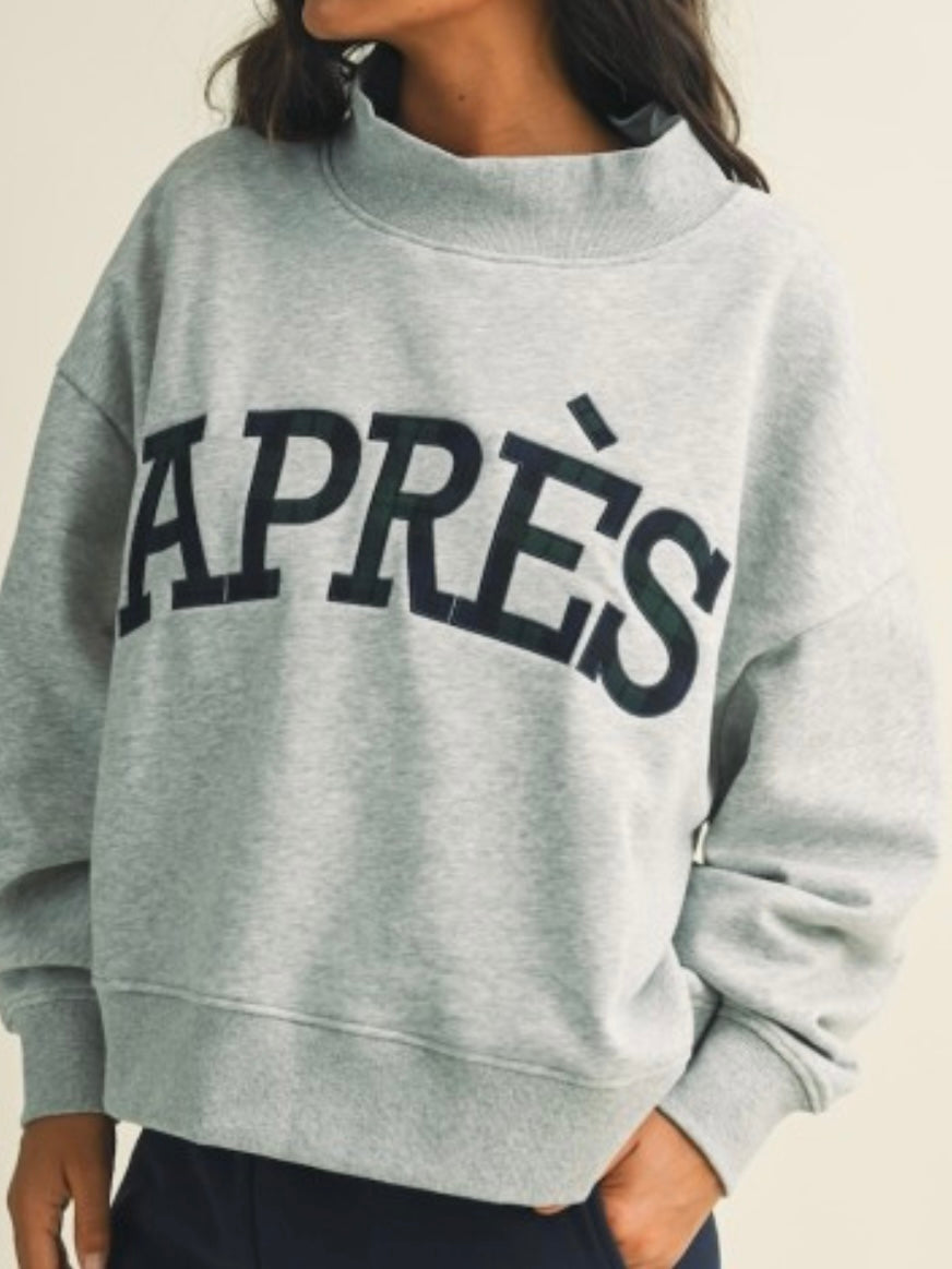 Apres Heather Grey Oversized Mock Neck Sweater