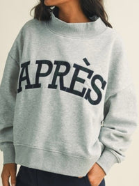 Apres Heather Grey Oversized Mock Neck Sweater