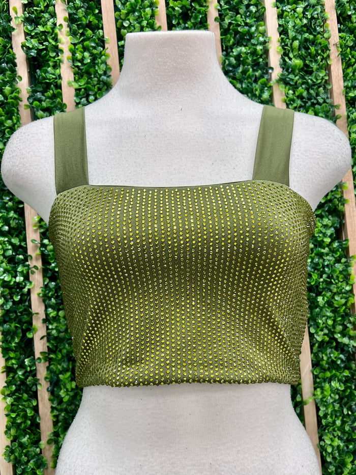 Olive Crystal Crop Top
