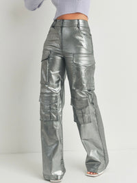 Metallic Finish Cargo Pant