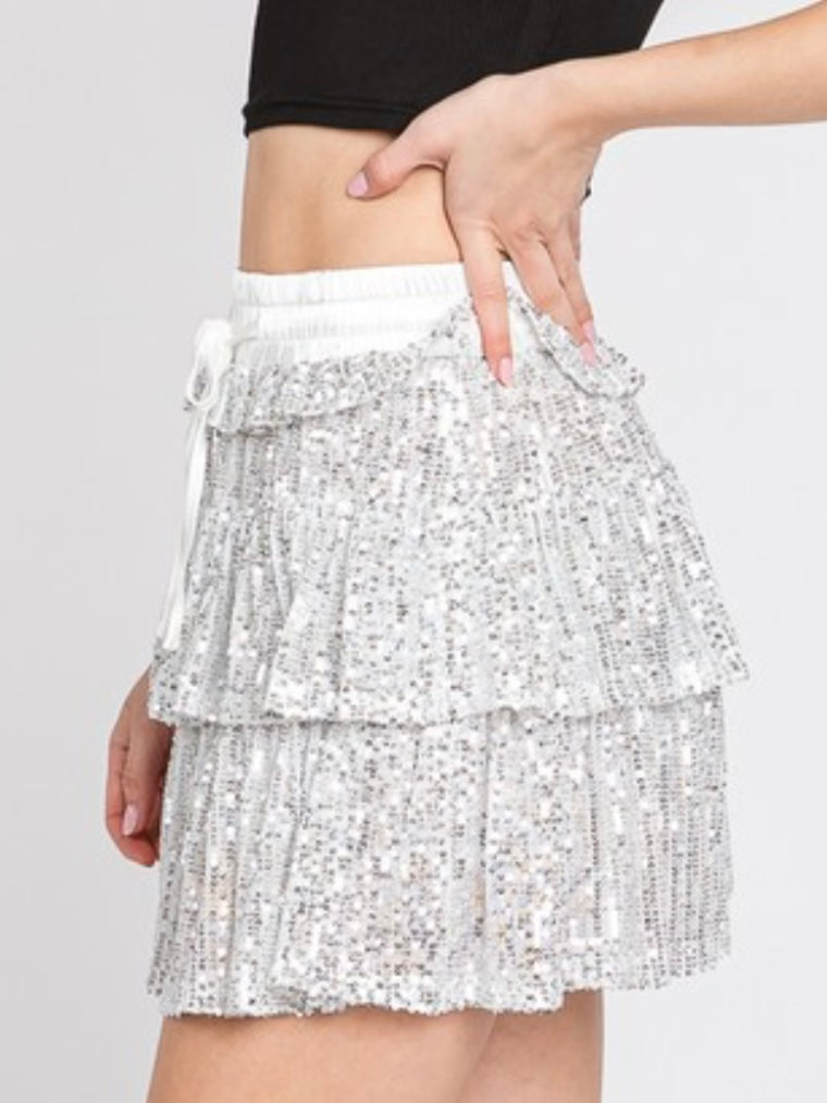 Sequin Ruffle Skort