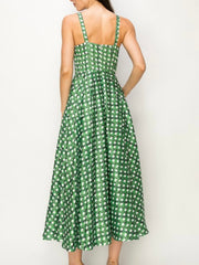 Beautiful Green Geo Bustier Midi Dress