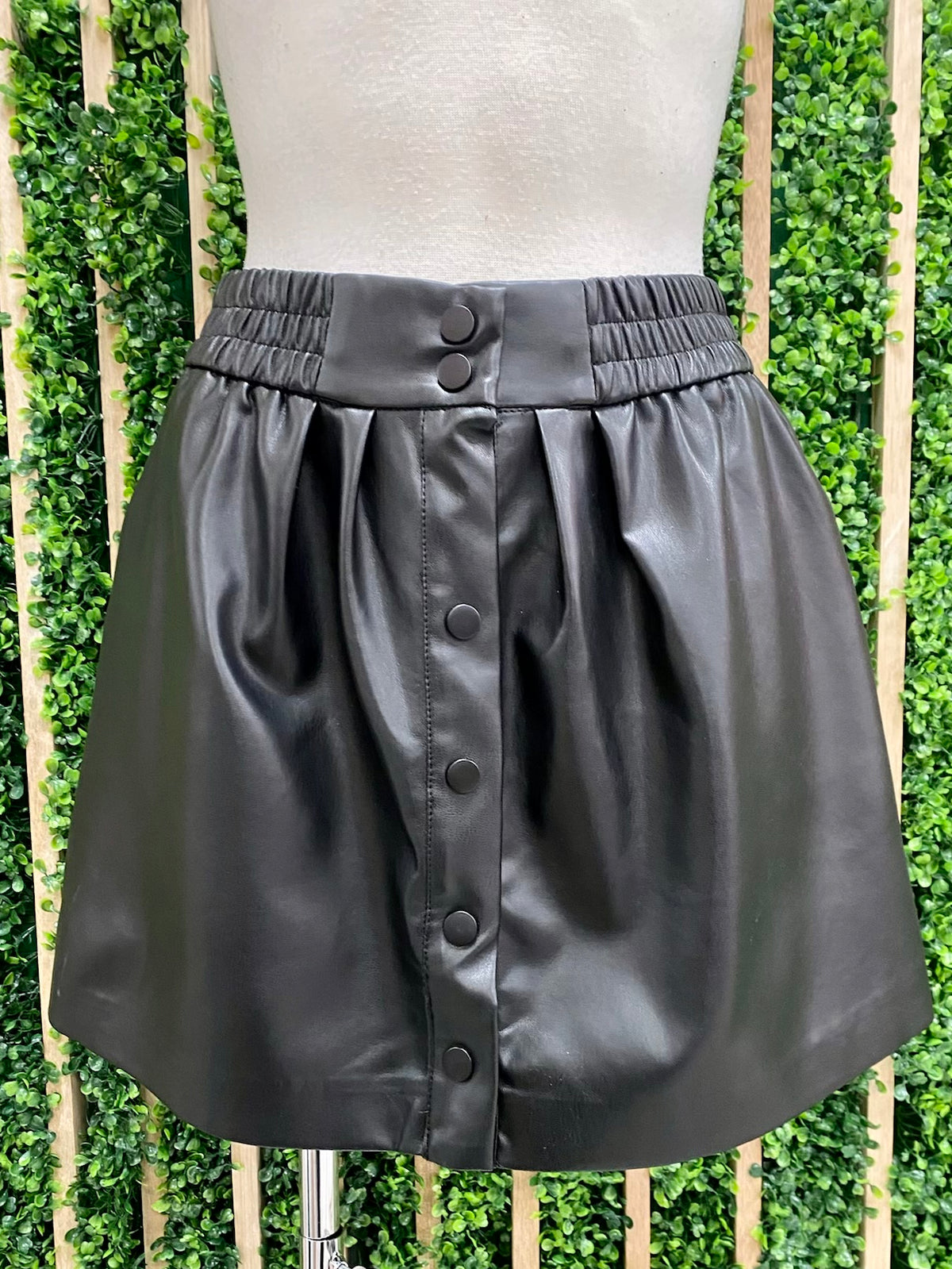 Cinched Waist Pleather Skirt