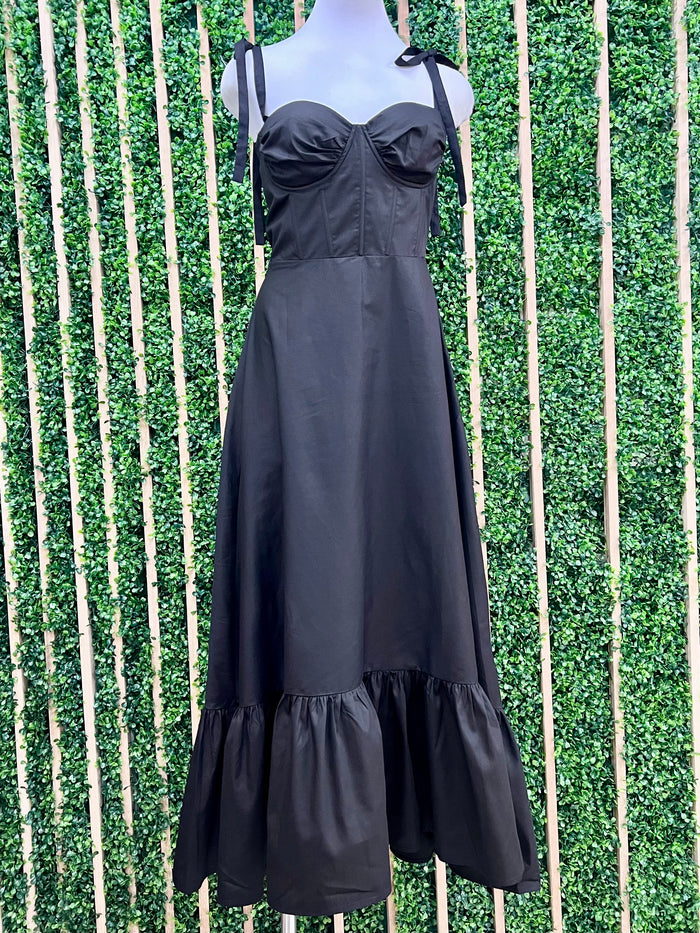 Shoulder TIe Buster Maxi Dress