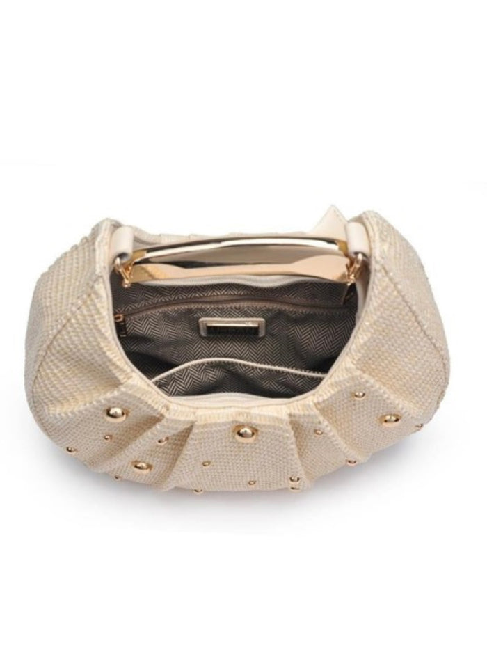 Ivory Classy Studded Textured Raffia Bg