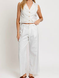 White Linen Short Vest