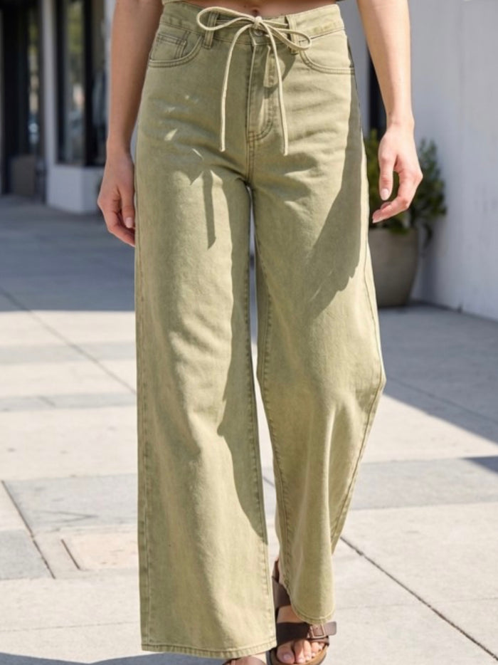 Olive Grove Wide Leg Denim Pant