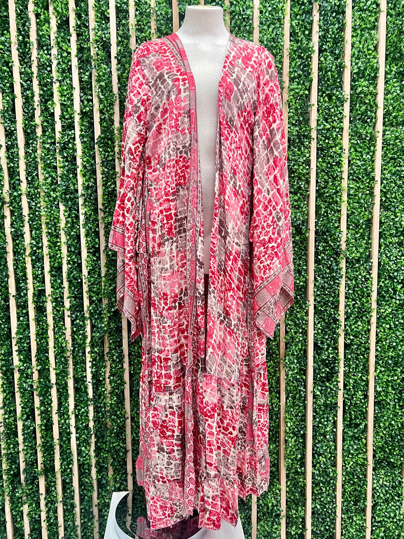 Wrap Print Kimono Maxi