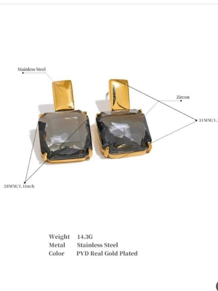 Cubic Zirconia Squate Drop Earring