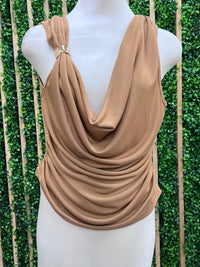 Beautiful Brooch Accent Draped Top