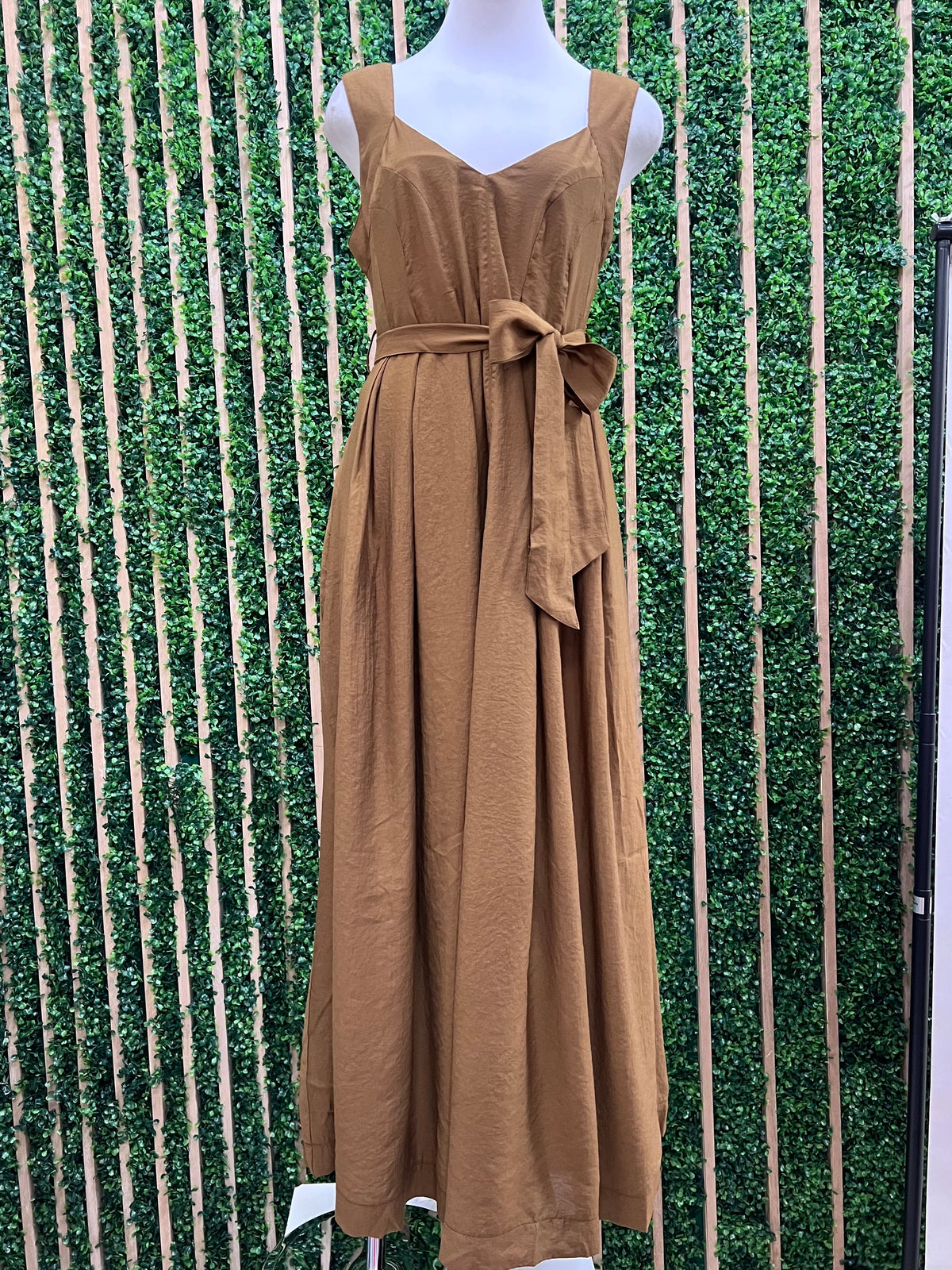 Beautiful Burnt Olive A Line Sweetheart Maxi Dress