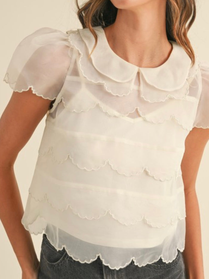 Beautiful Scallop Organza Blouse